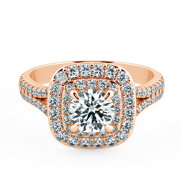 Double Halo Cushion Engagement Ring with Eternity Band NCH2302 1